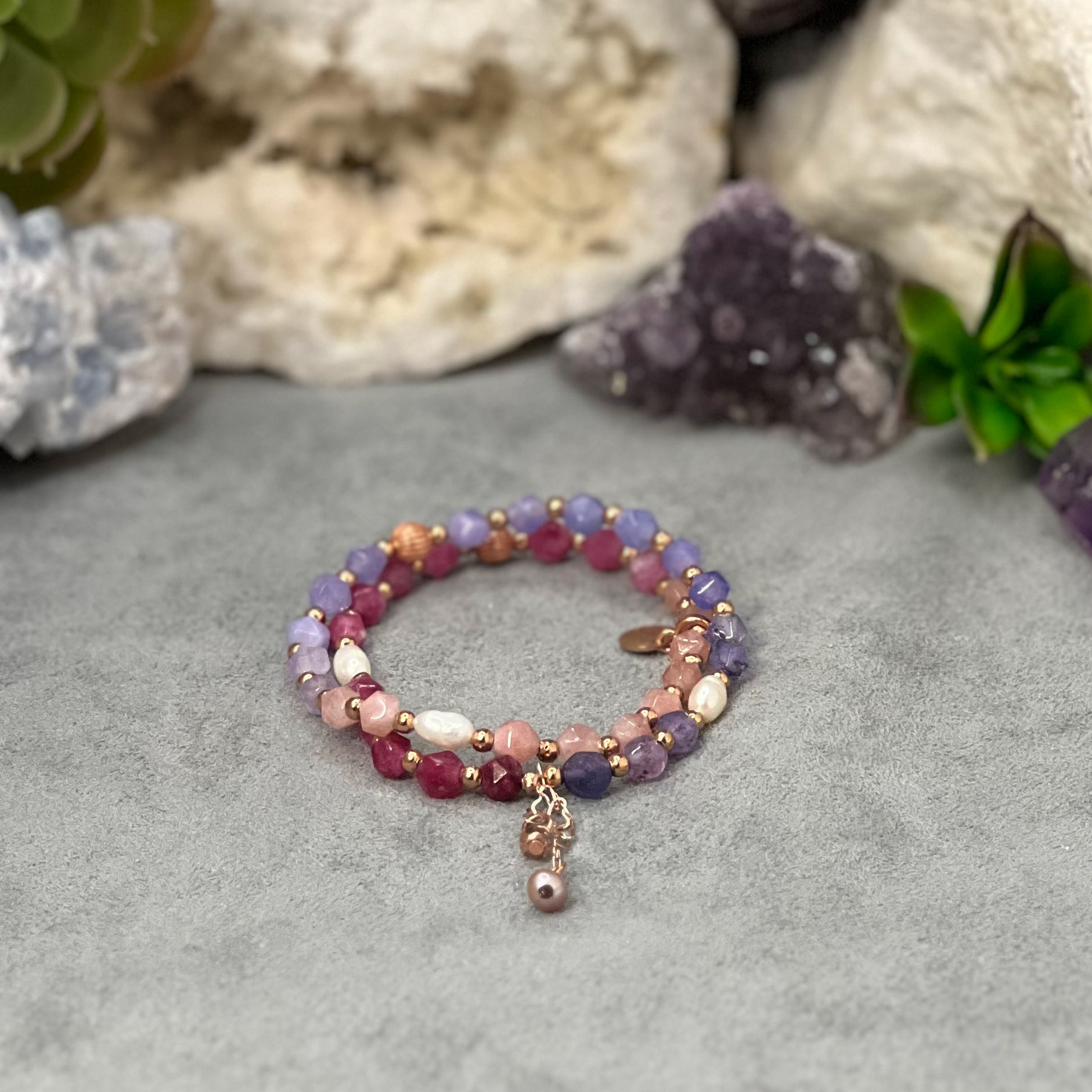 Double Wrap Tourmaline & Freshwater Pearls