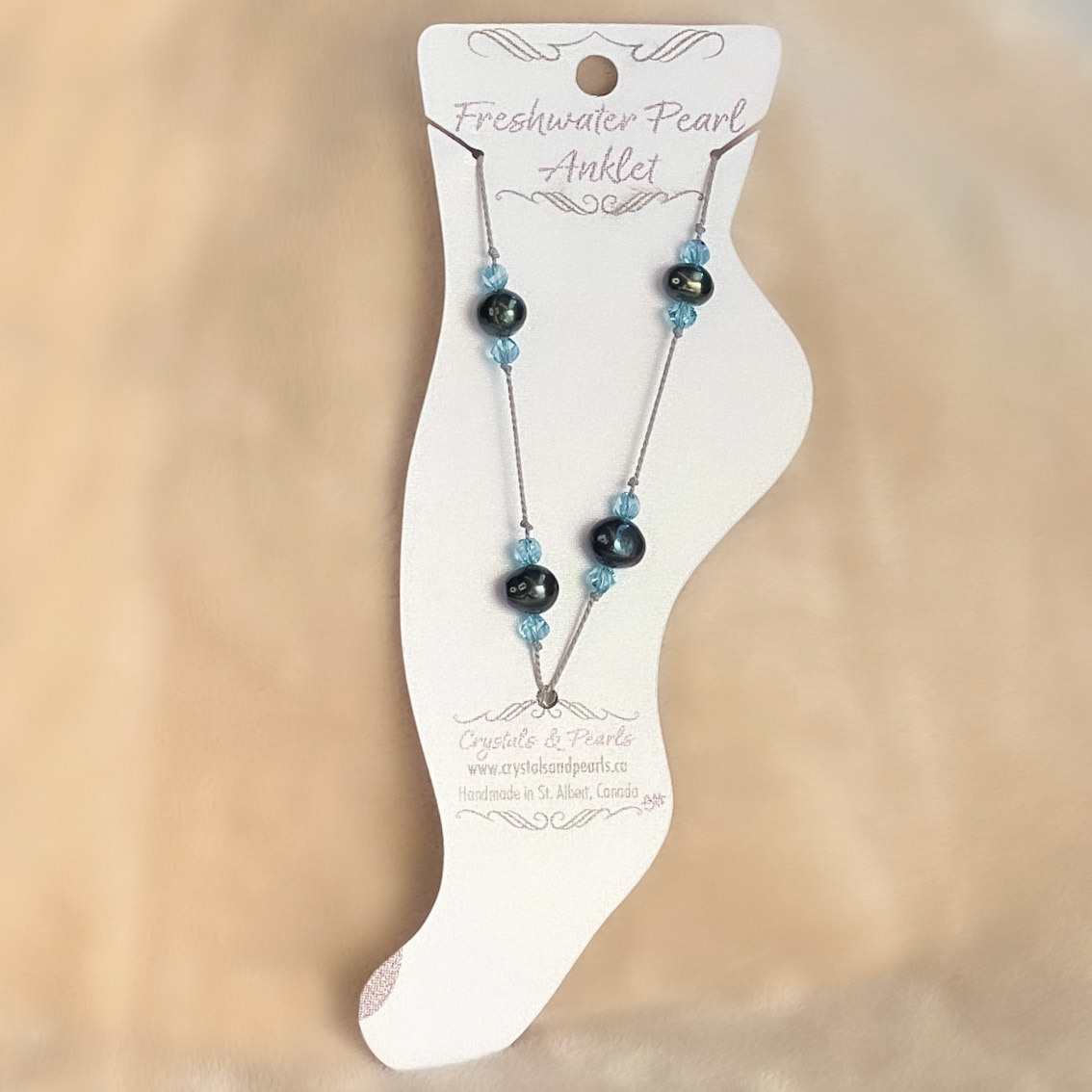 Black Freshwater Pearl Corded Anklet