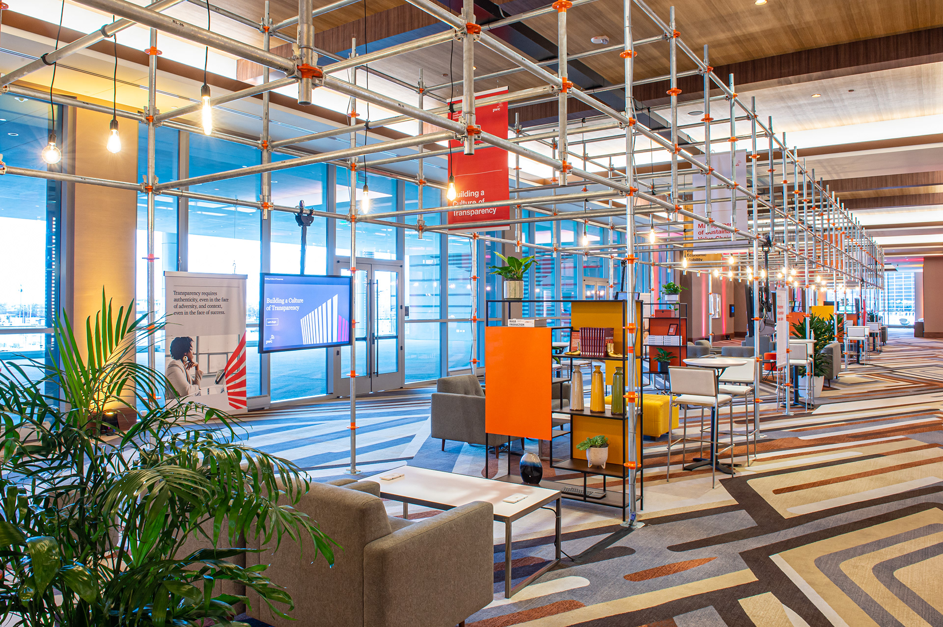 Scaffolding environment spans over 200ft in length.