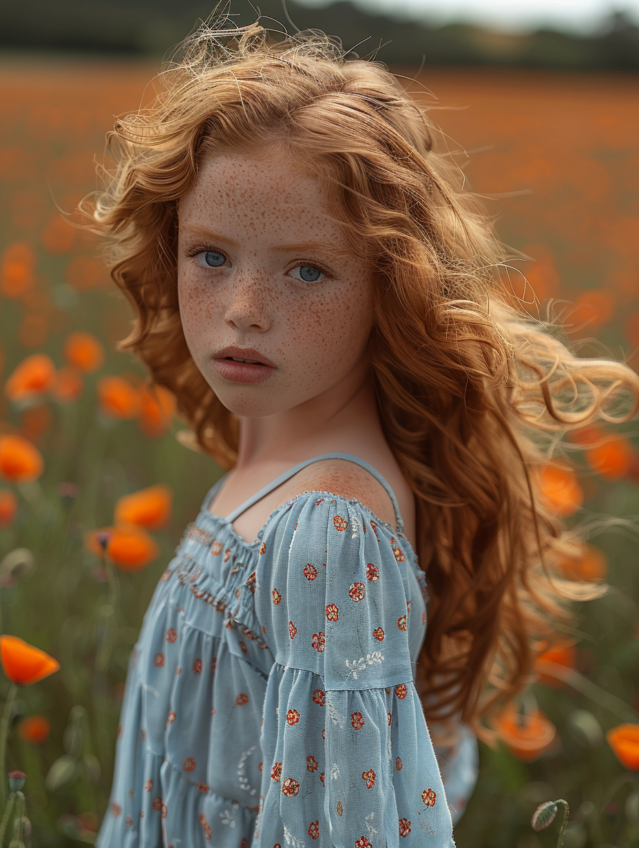 walking in a field of poppies