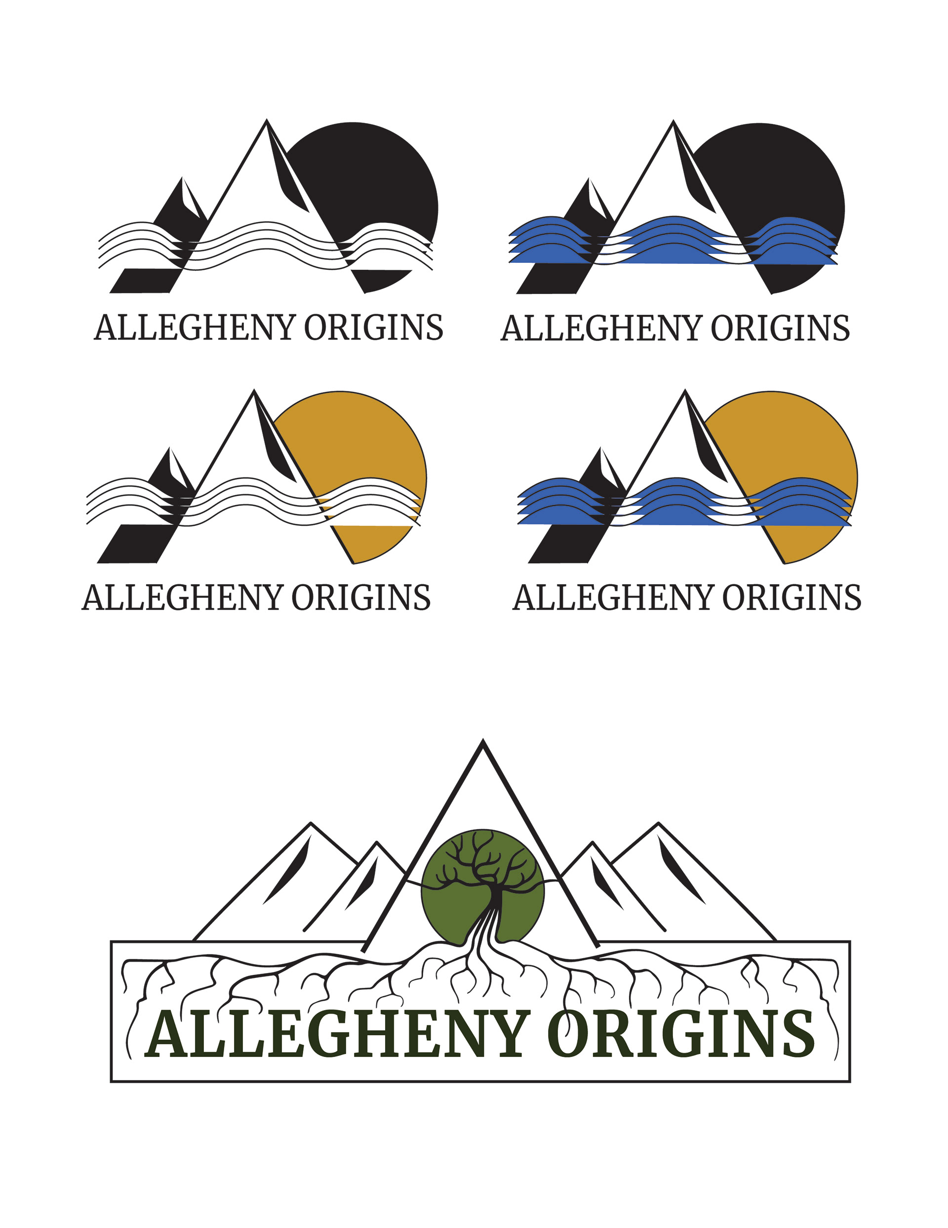 Logo Design Options for Outdoor Vlog Company Allegheny Origins 2022
