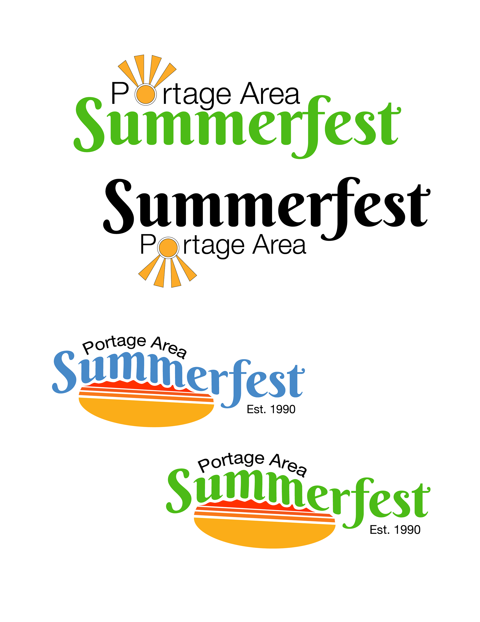 Logo Design Options for Portage Area Summerfest 2021