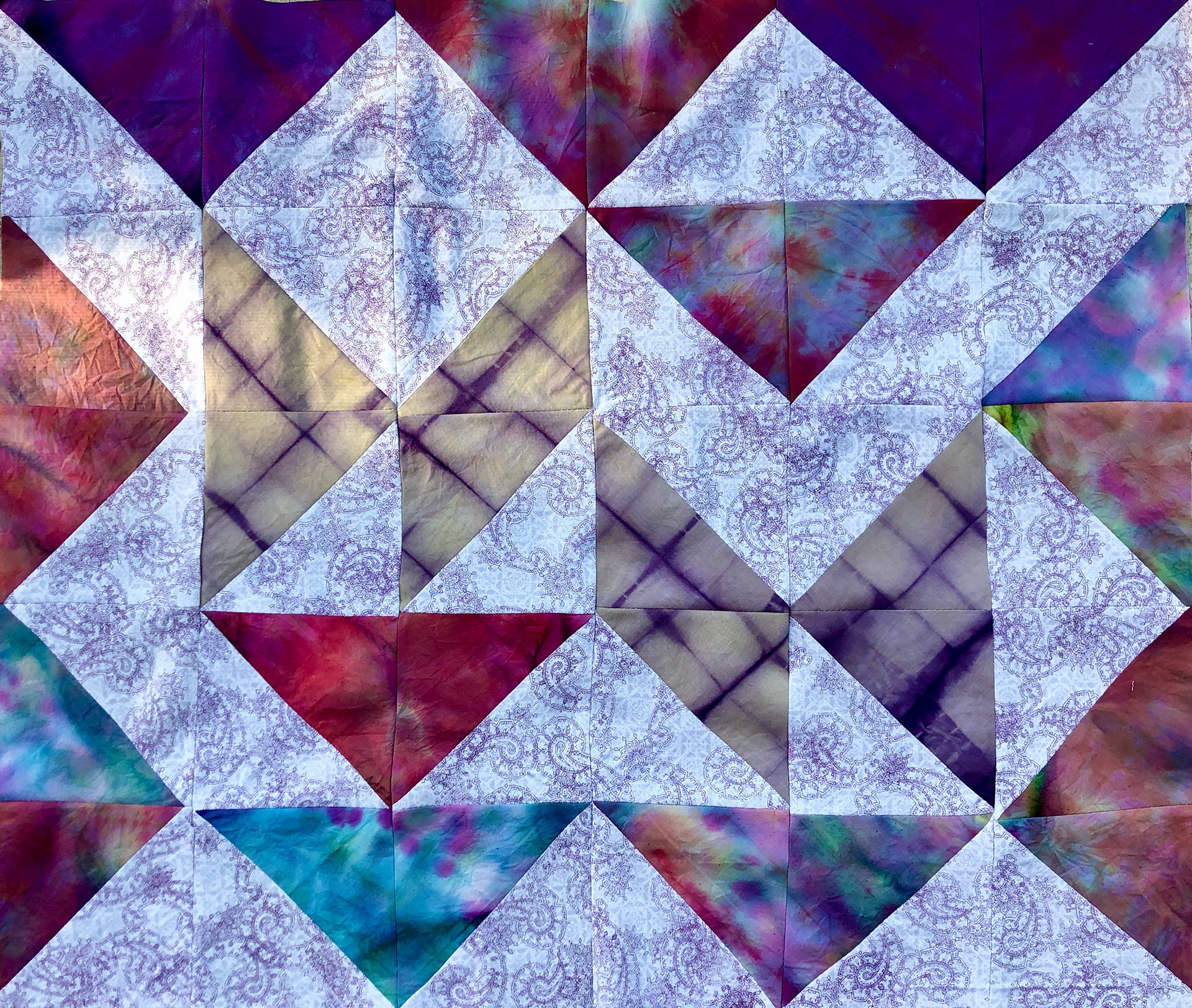 Garden Quilt Top (2022) silk, cotton, natural & synthetic dyes