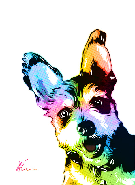 Bunker the dog Pop Art By William Cuccio