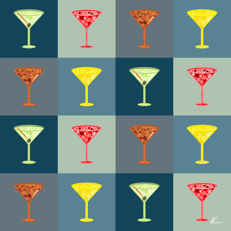 Martinis Pattern | Pop Art by William Cuccio