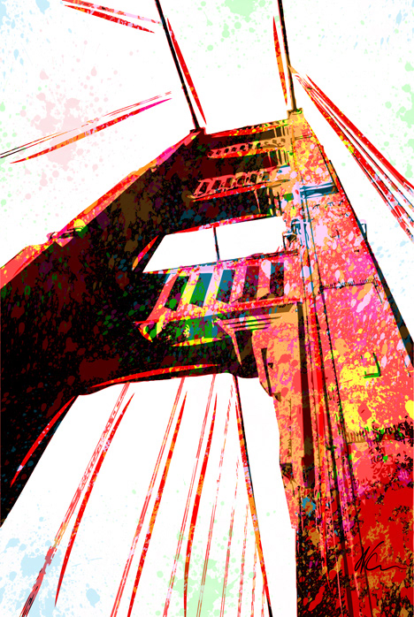 Golden Gate Bridge Pop Art By William Cuccio