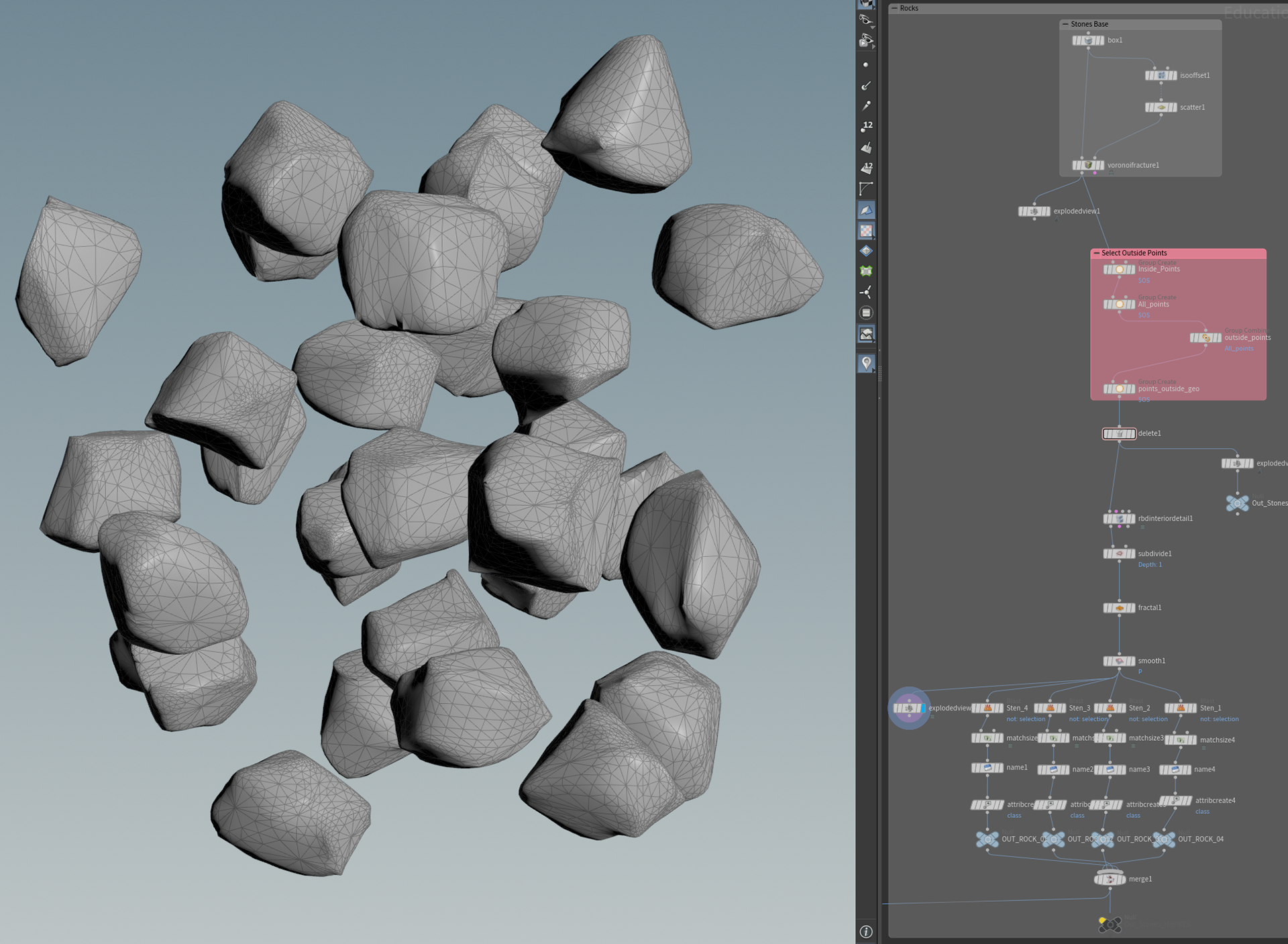 Rocks created/separated from "fracture"