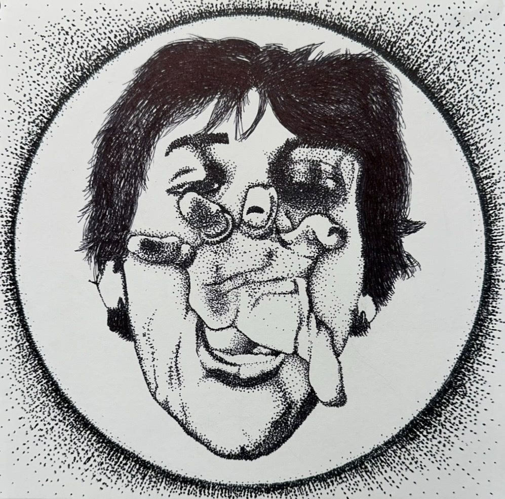 Ink stippling on paper, 13" x 13"