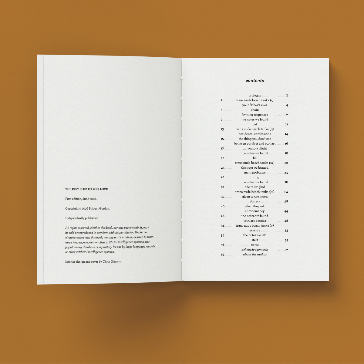 chapbook, cover and interior design: interior