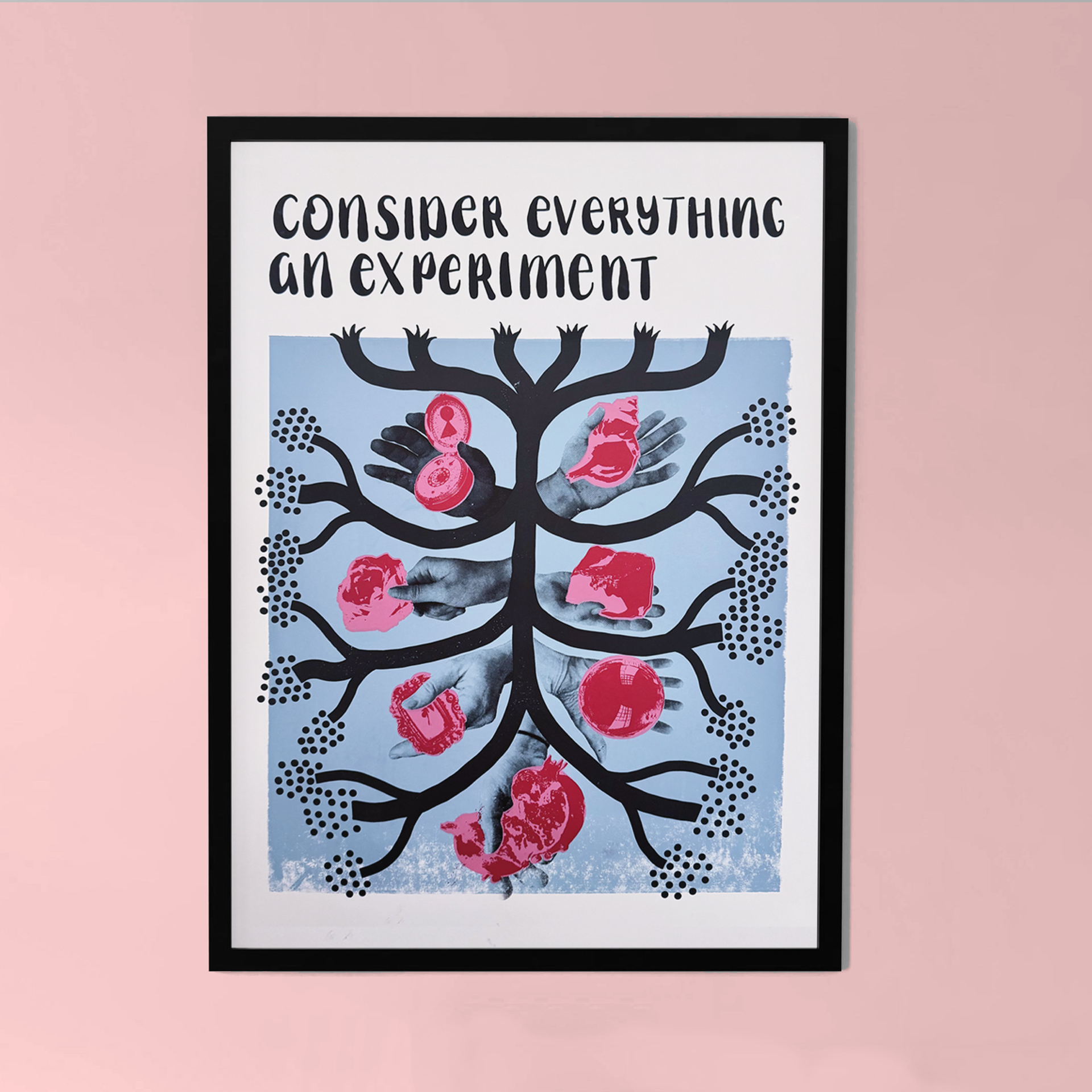 19" x 25" corita kent: 5-color screenprint of original illustration, lettering, and photo collage