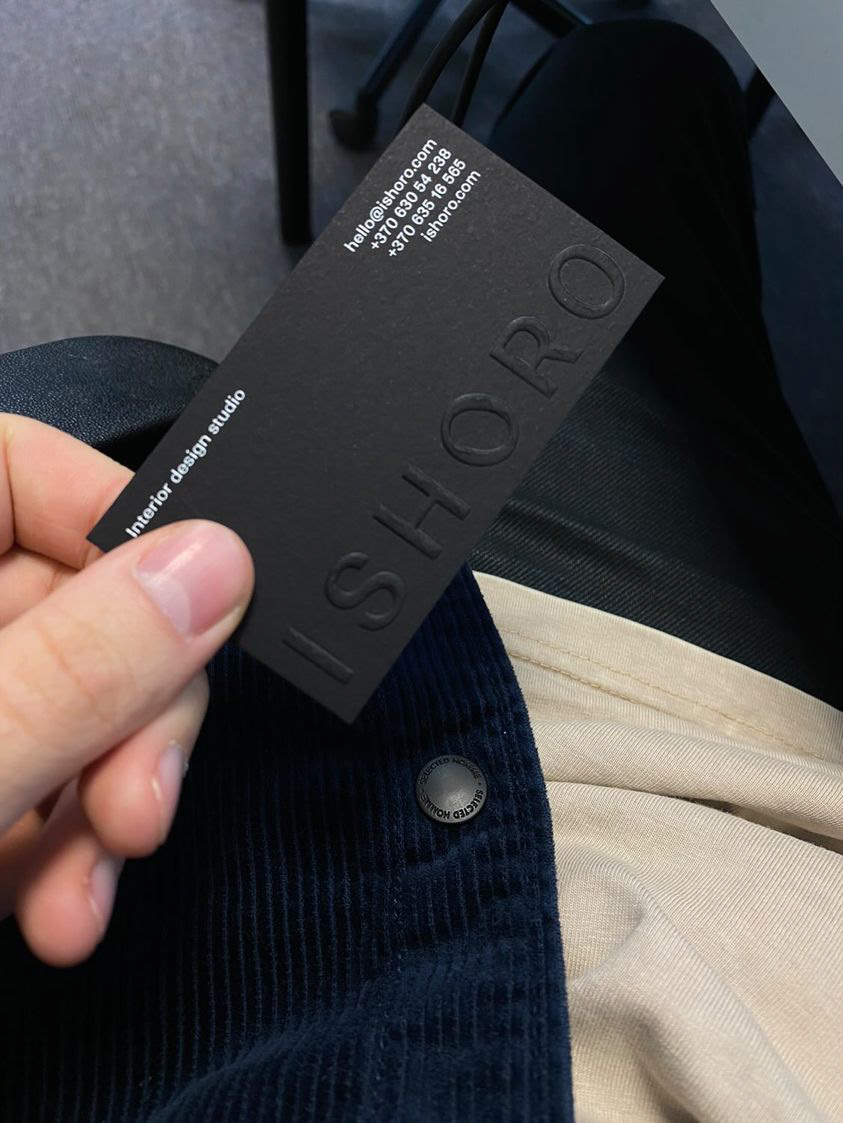 Business card design for interior design studio ISHORO (2023)