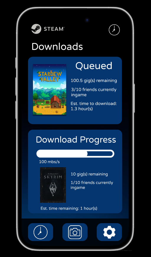 Downloads screen
