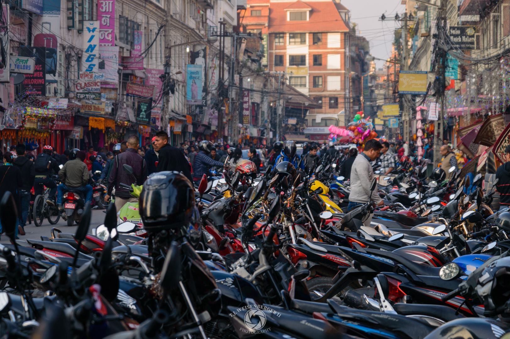 Motorcycle Parking, Street Photography Nepali Markets - Kathmandu, Nepal