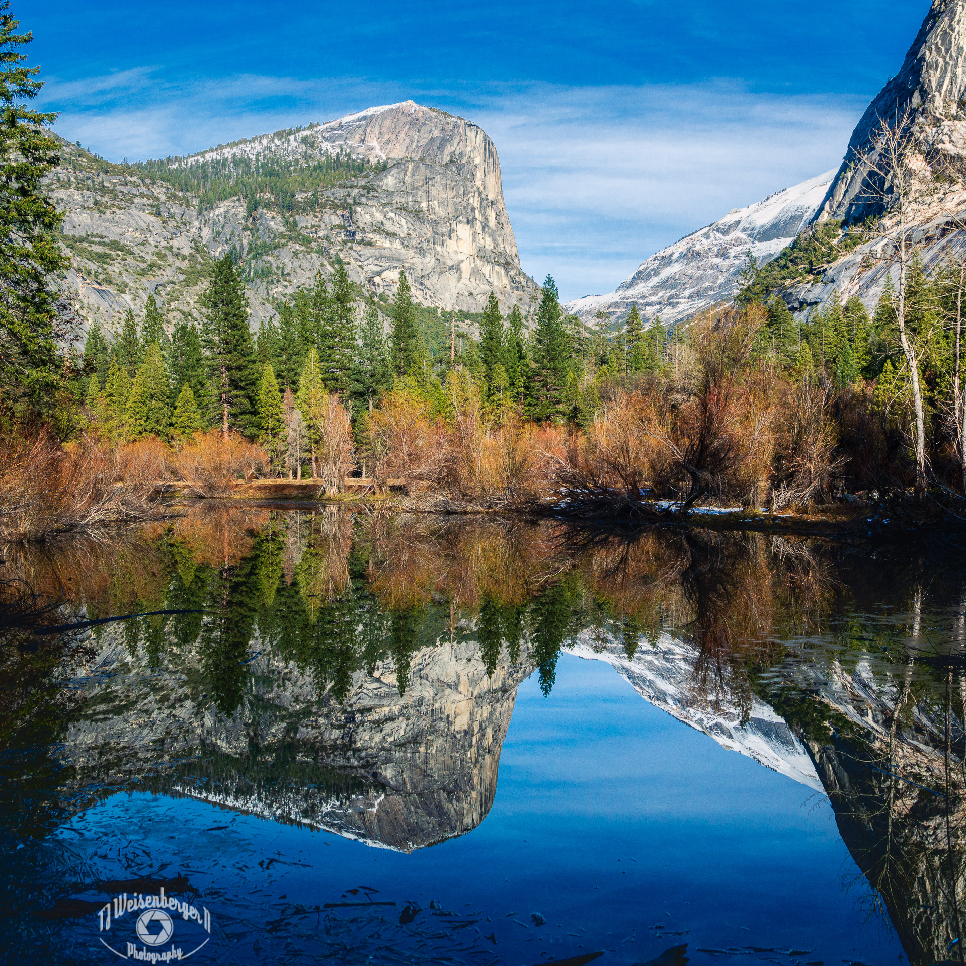 Mt. Watkins Reflects on Mirror Lake, Yosemite National Park - California