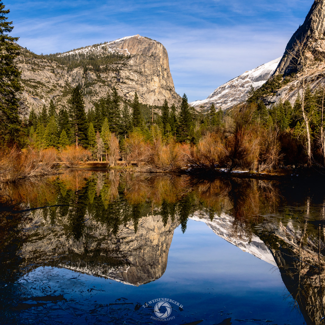 Mt. Watkins Reflects on Mirror Lake, Yosemite National Park - California