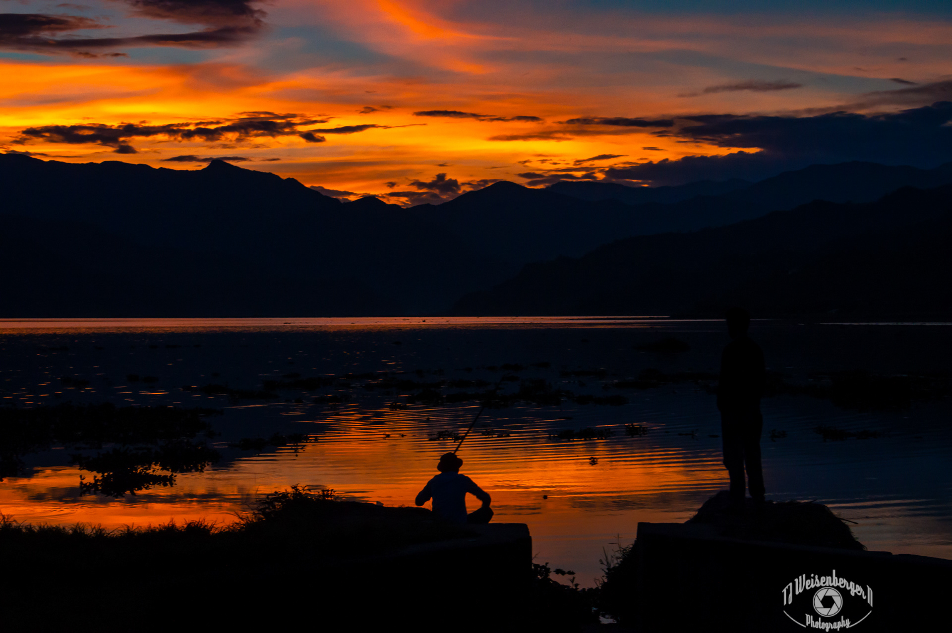 Fishing During Spectacular Sunset Phewa Tal Lake - Pokhara, Nepal