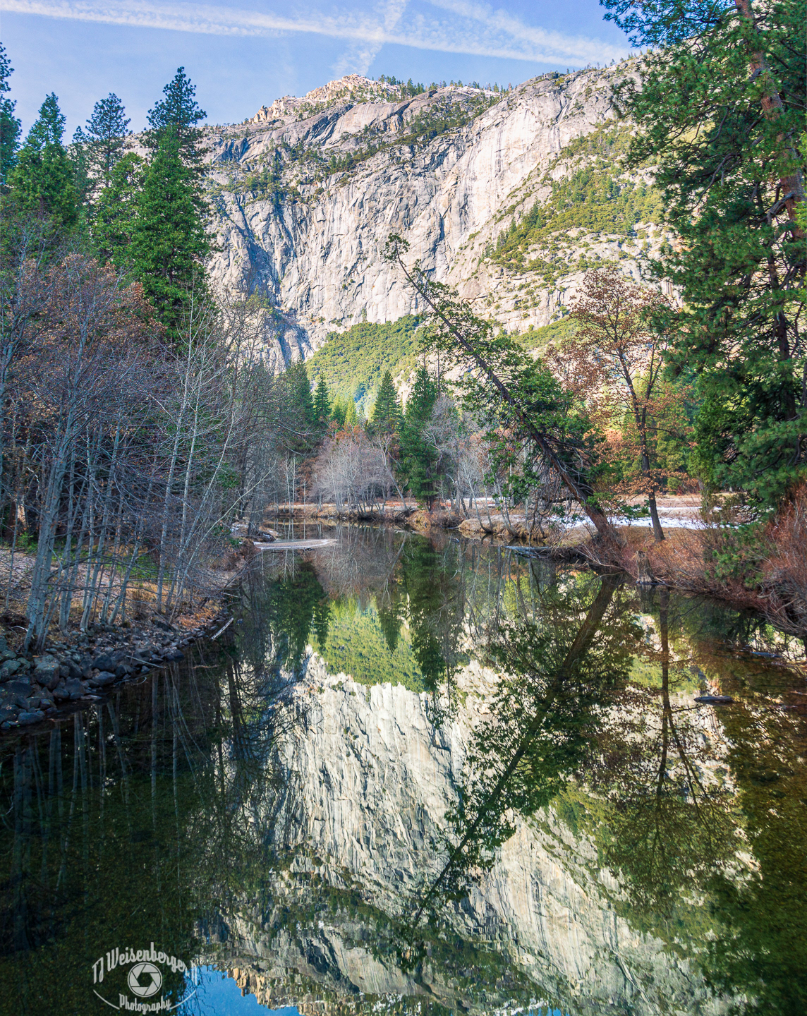 Yosemite National Park - California; California; Environment; Landscape; Landscape - Scenery; Merced River; Mountain; National Park; No People; Panoramic; Photography; Planet Earth; Reflection; River; Scenics - Nature; Tourism; Travel; Travel Destinations; Valley; Water; Yosemite; Yosemite Valley; nature; outdoors; winter; TJ; Weisenberger