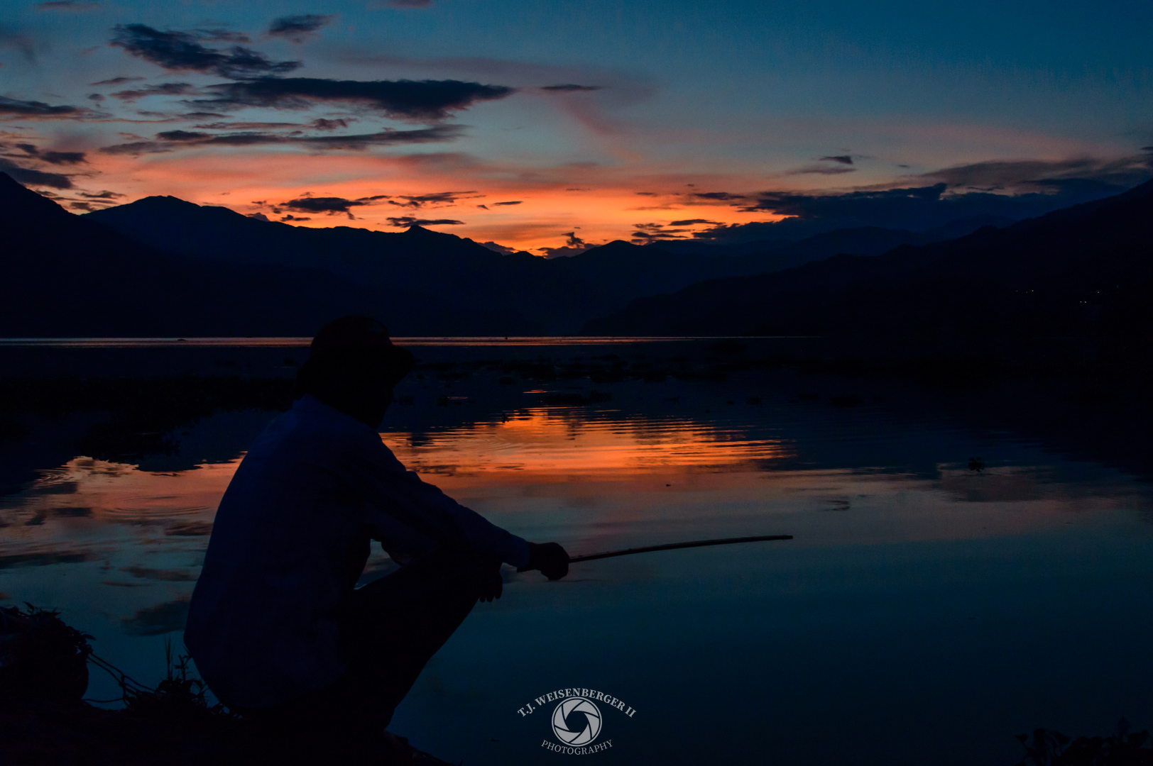 Fishing During Spectacular Sunset Phewa Tal Lake - Pokhara, Nepal