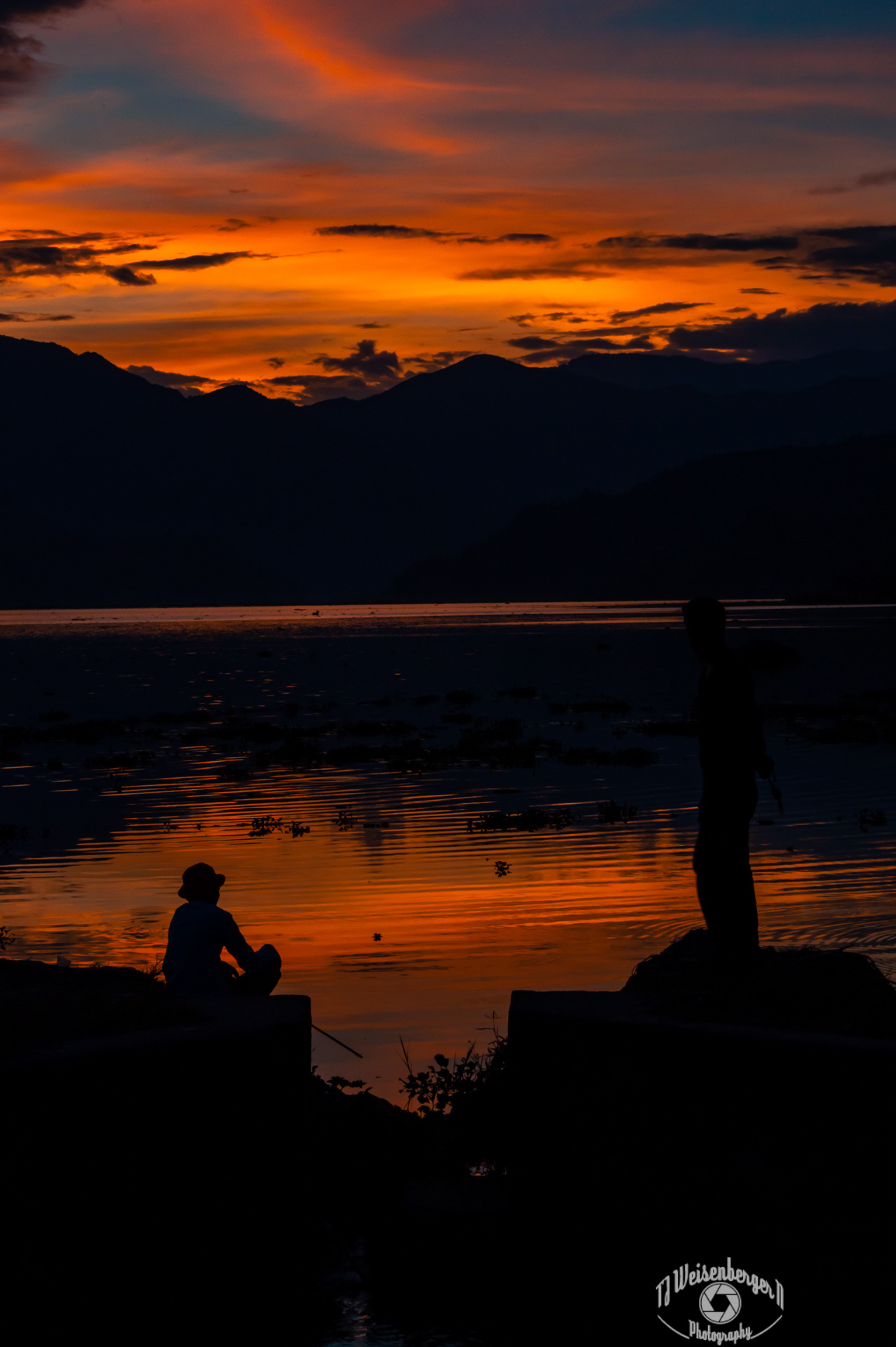 Fishing During Spectacular Sunset Phewa Tal Lake - Pokhara, Nepal