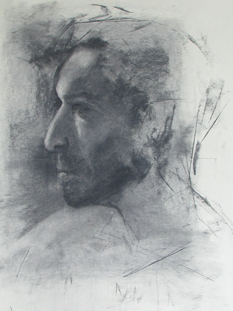 Profile with beard. Charcoal. 2012