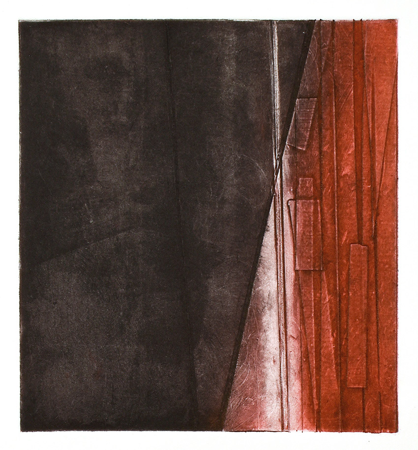 Berkeley window, 2018. Aquatint etching and collagraph 13x15 cm
