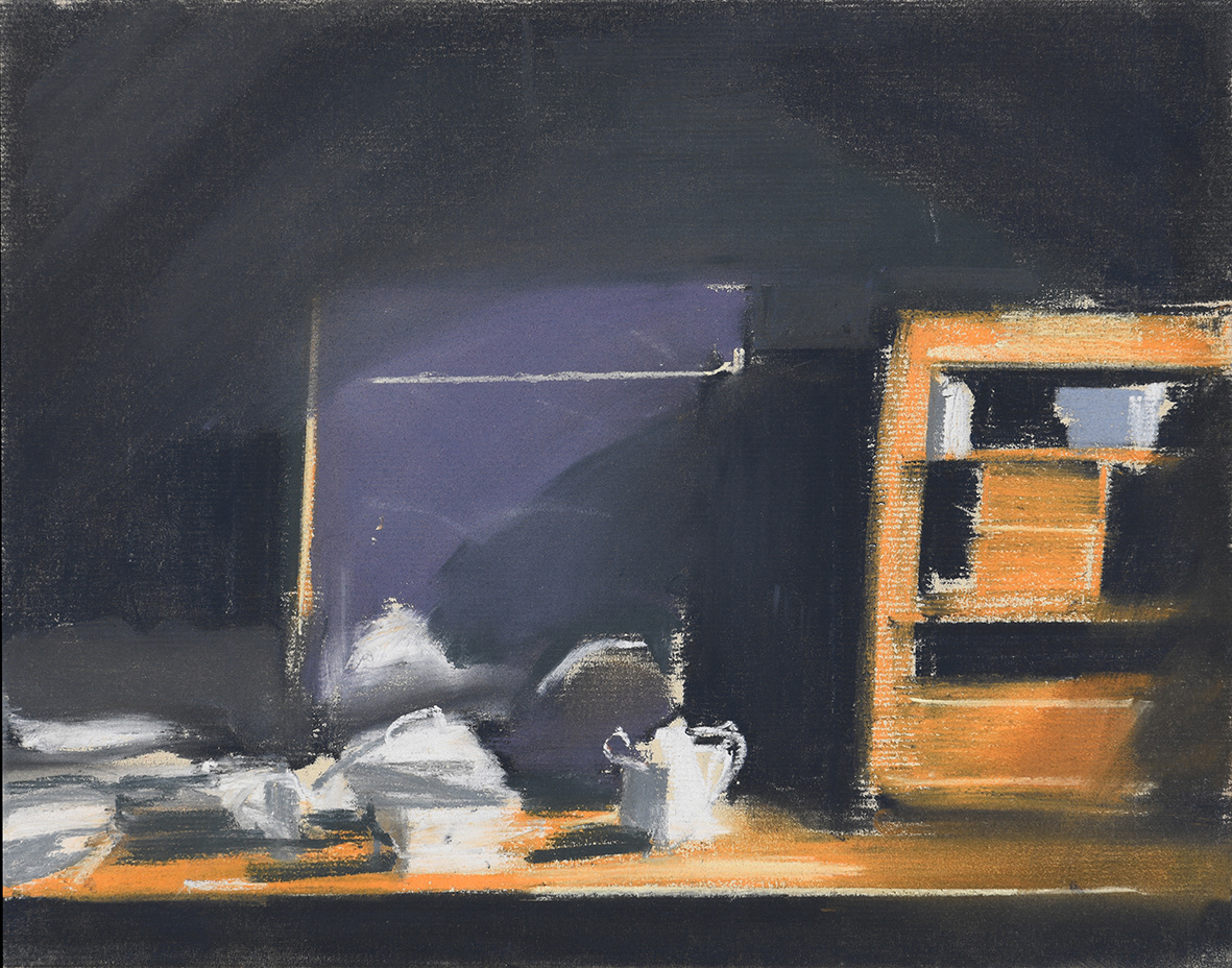 Icelandic still life (white) 2021 | dry pastel on paper, 28x35 cm