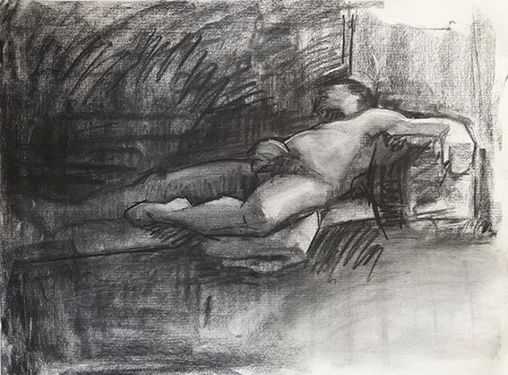 Surrender to gravity. Charcoal. 2014