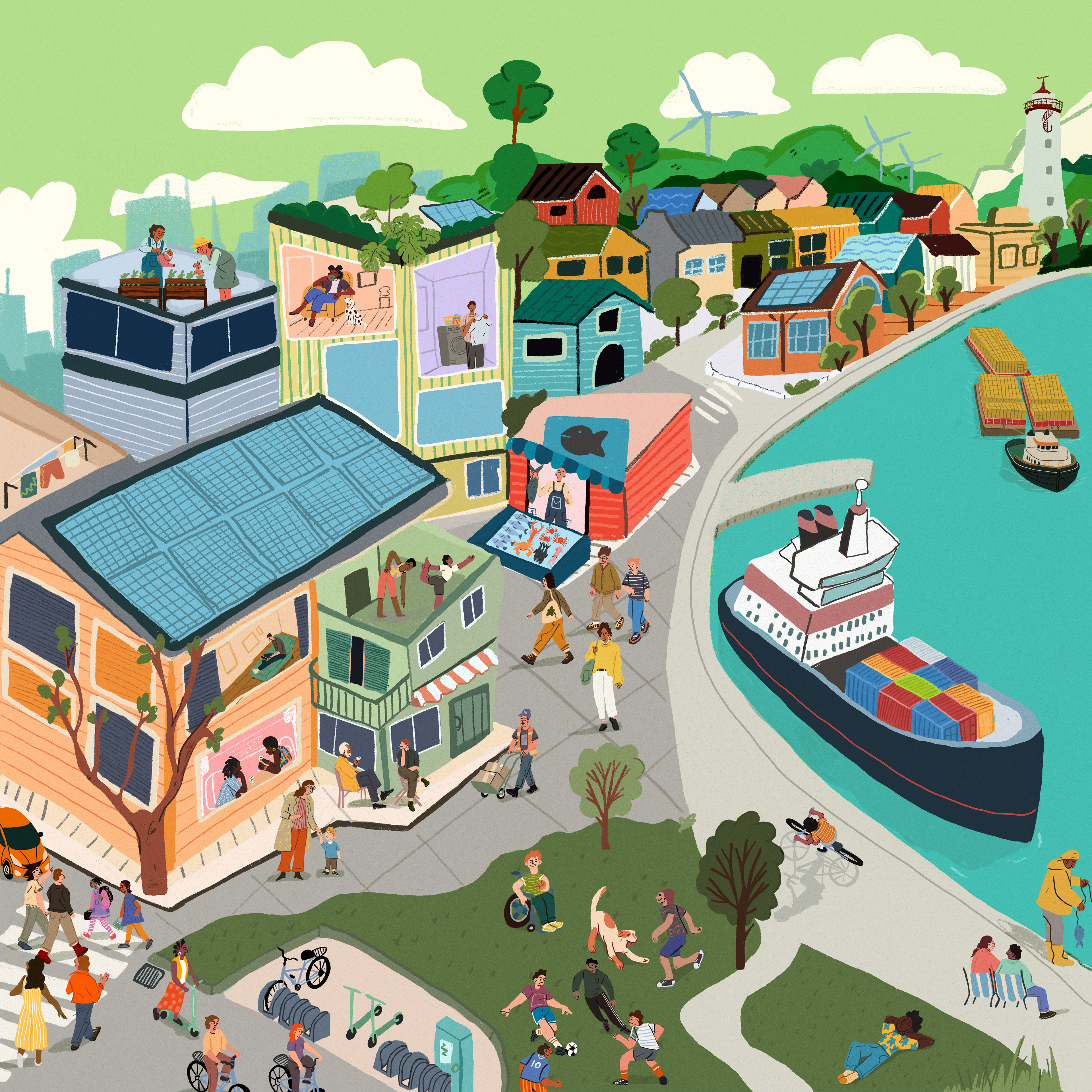 Community members benefiting from cleaner air and improved health around port areas.