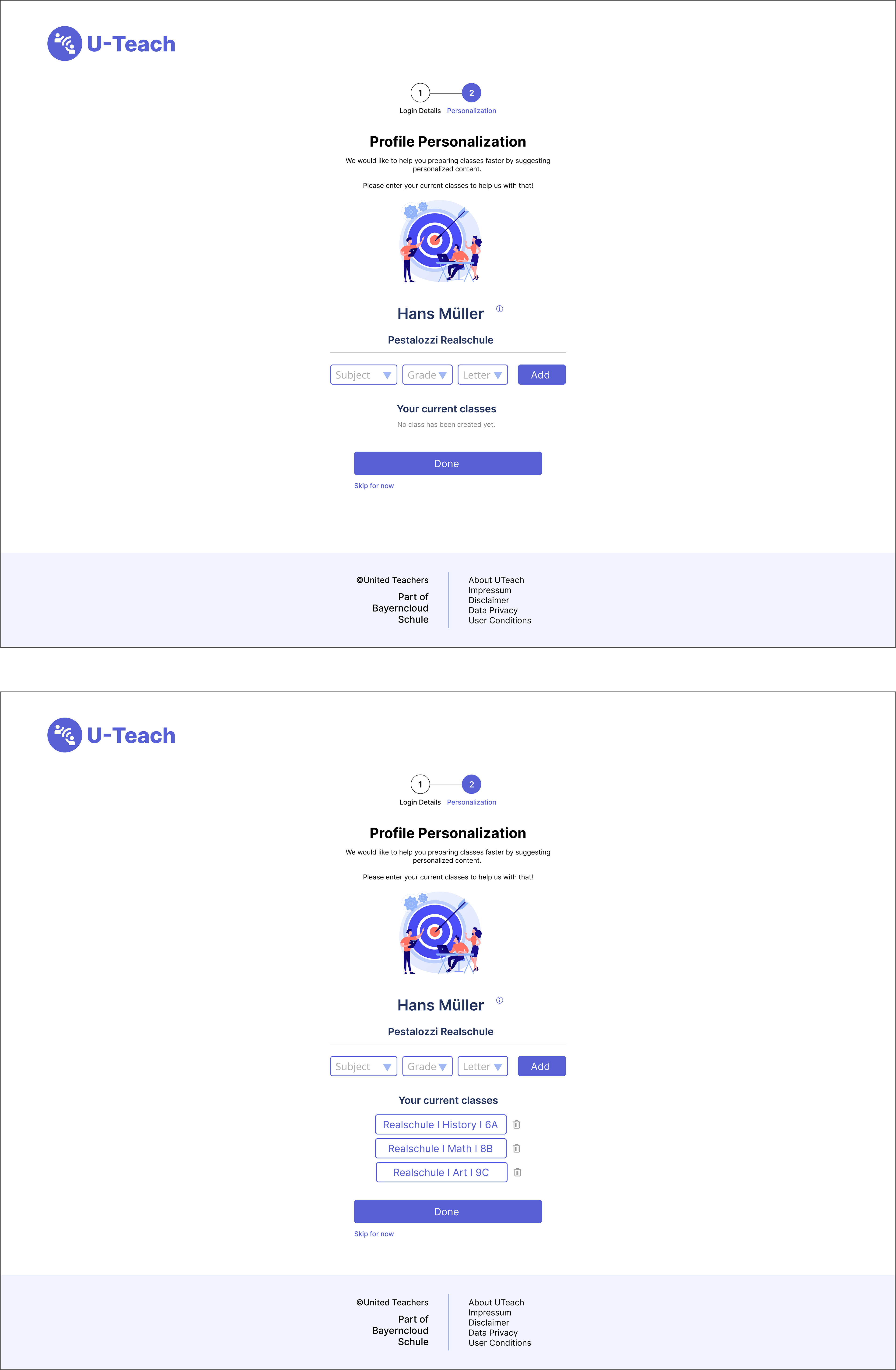 Personalization on Registeration