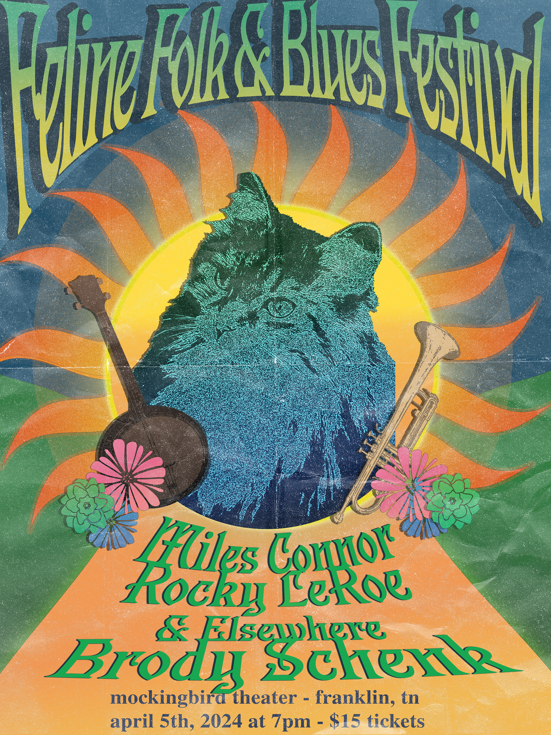 Poster for concert, commissioned by artist Rocky LeRoe. 