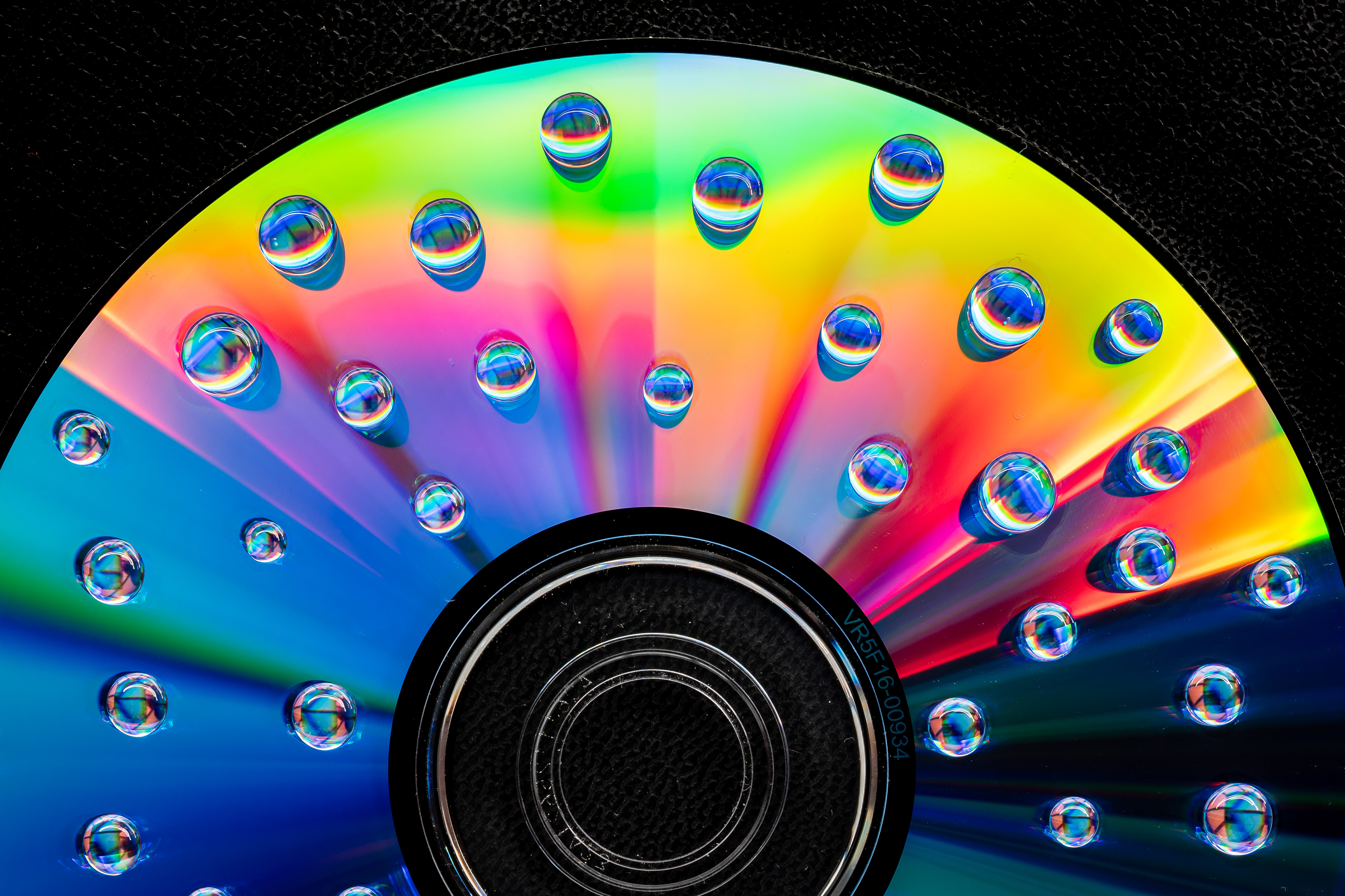 Colourful water droplets
