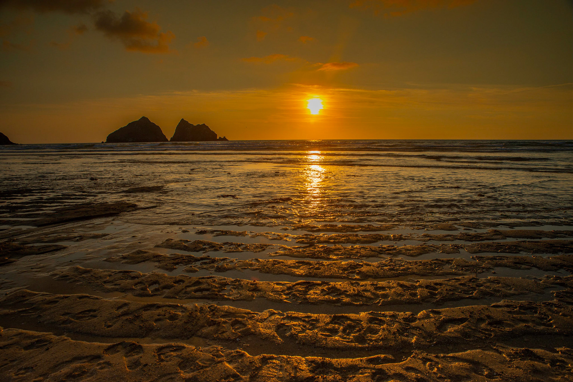 Sunset at Holywell Bay