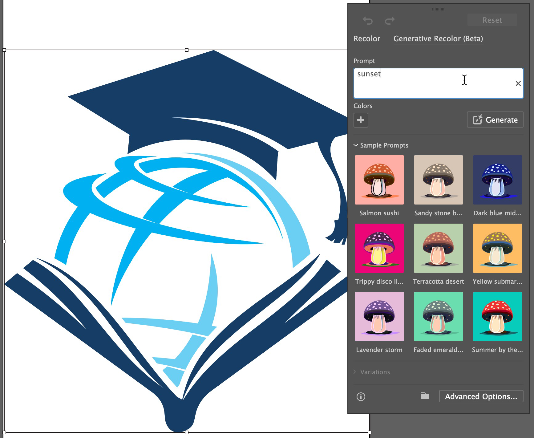 Image showing Generative Recolor interface in Adobe Illustrator