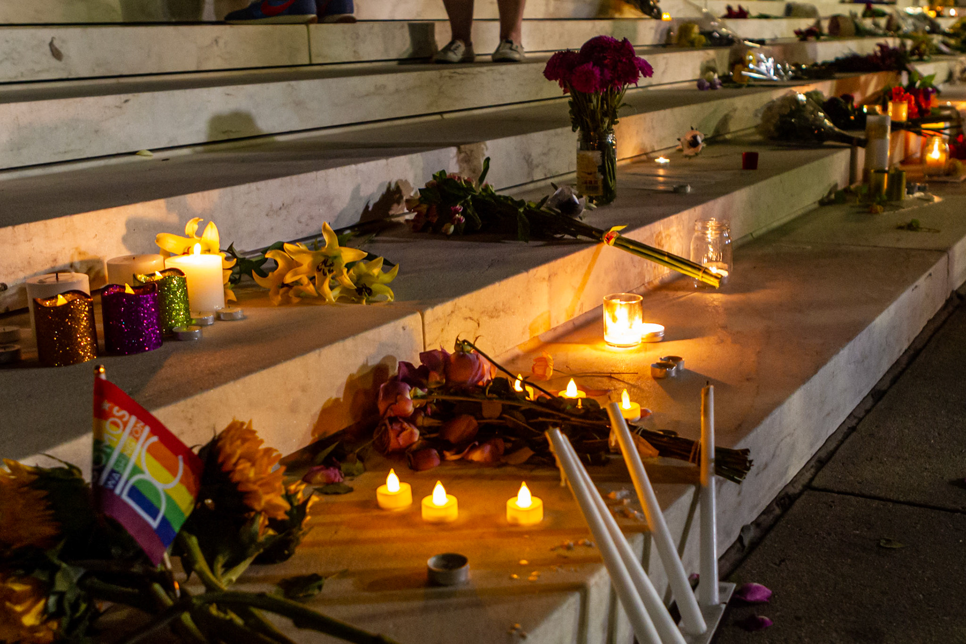 Tributes to Justice Ruth Bader Ginsburg on the steps of the Supreme Court