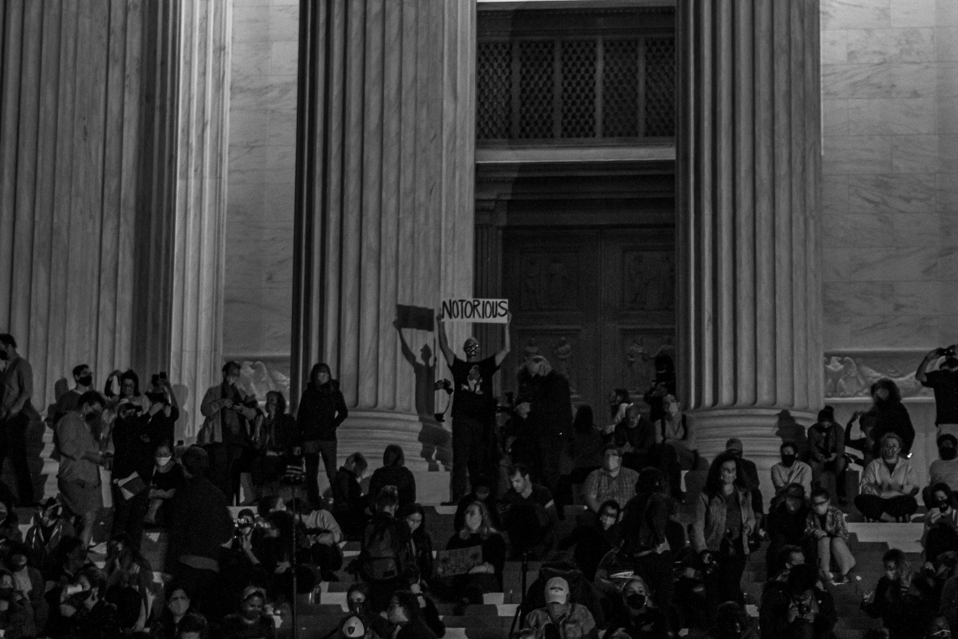 Tributes to Justice Ruth Bader Ginsburg on the steps of the Supreme Court