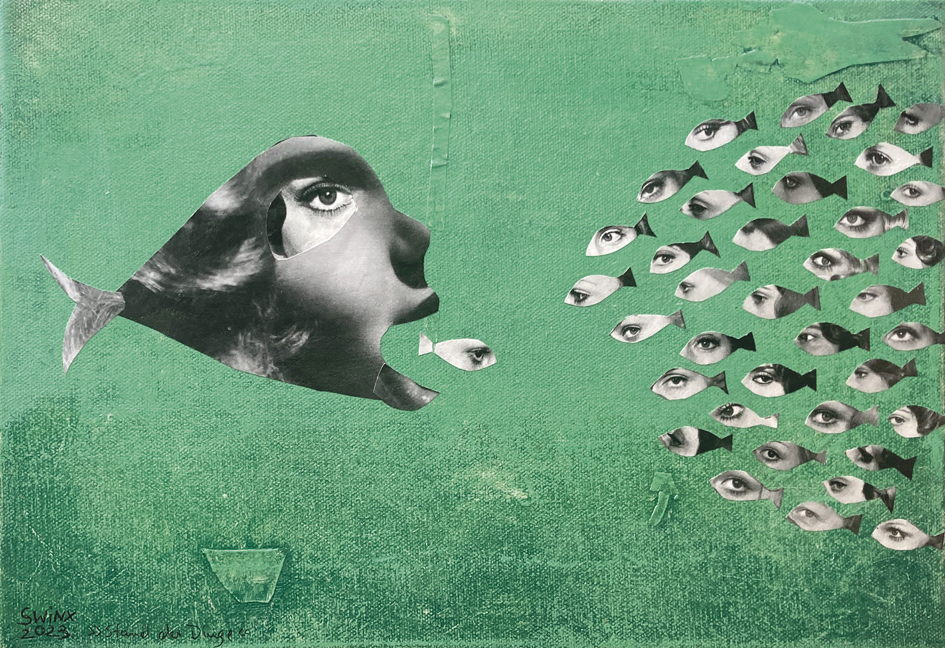 Stand der Dinge, Collage auf Leinwand, 35 x 24cm