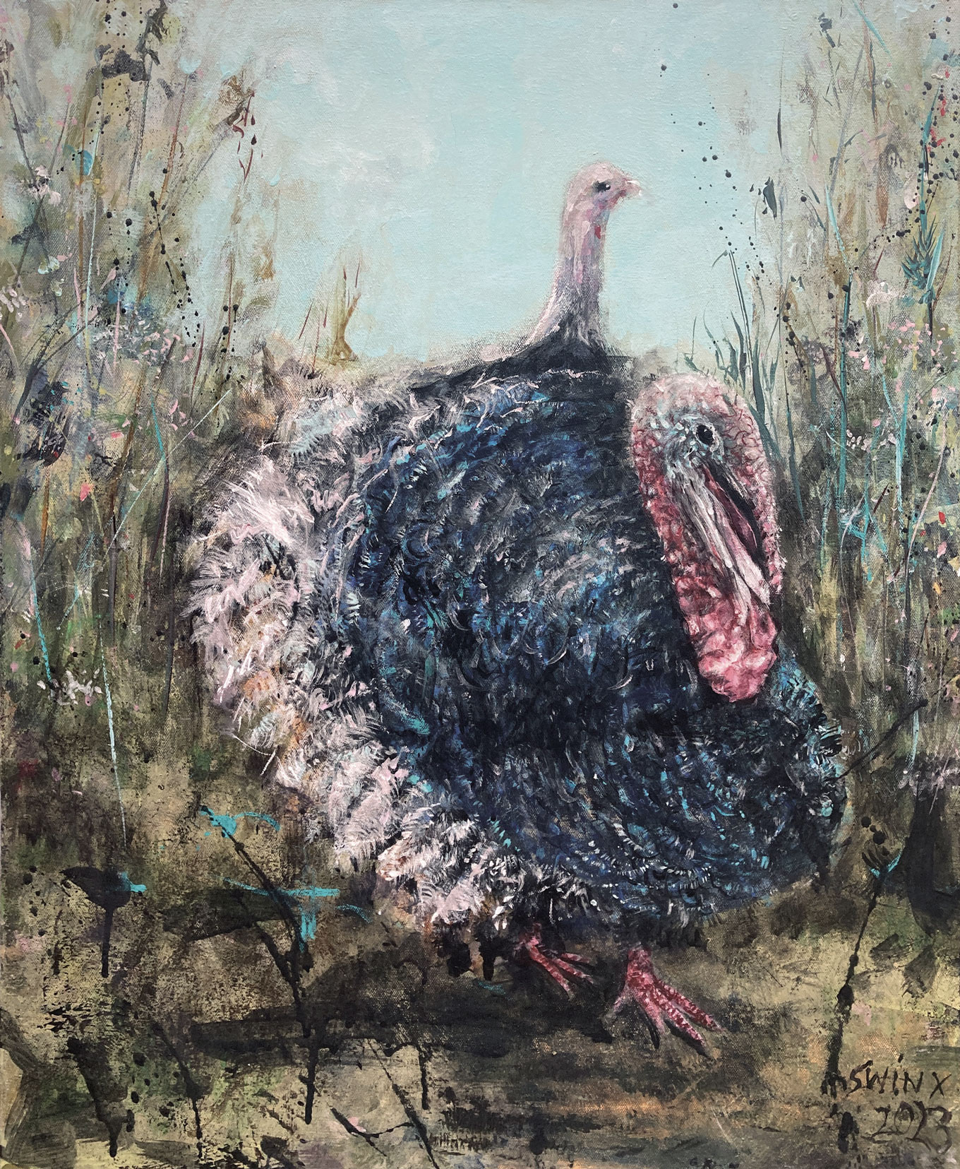 meleagris_gallopavo, 60 x 73 cm, Acrylfarbe auf Leinwand, 3000,–