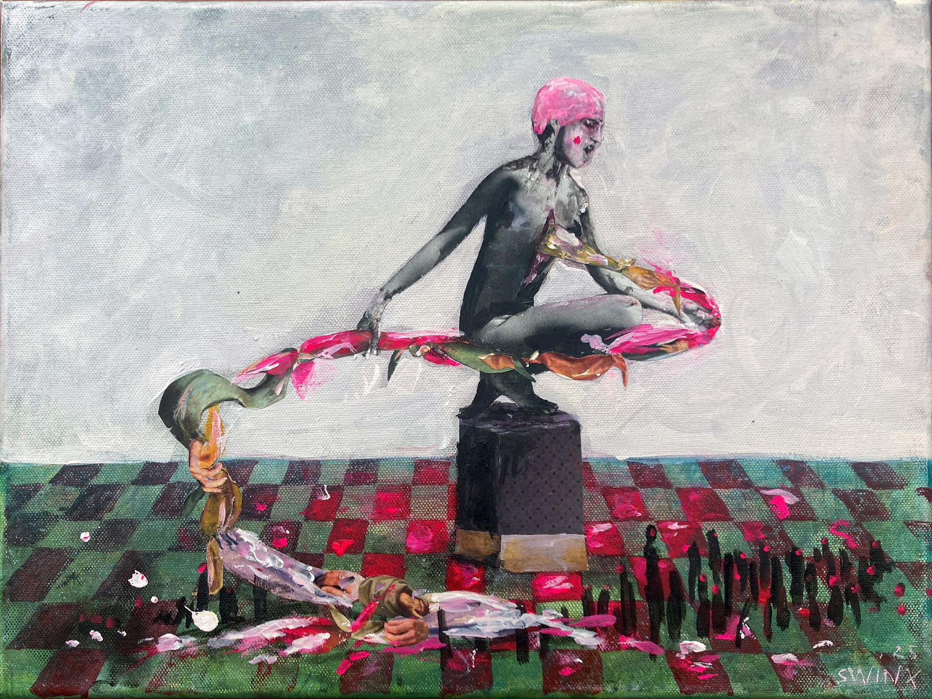 on_stage, 40 x 30 cm, Collage, Acrylfarbe auf Leinwand, 950,-