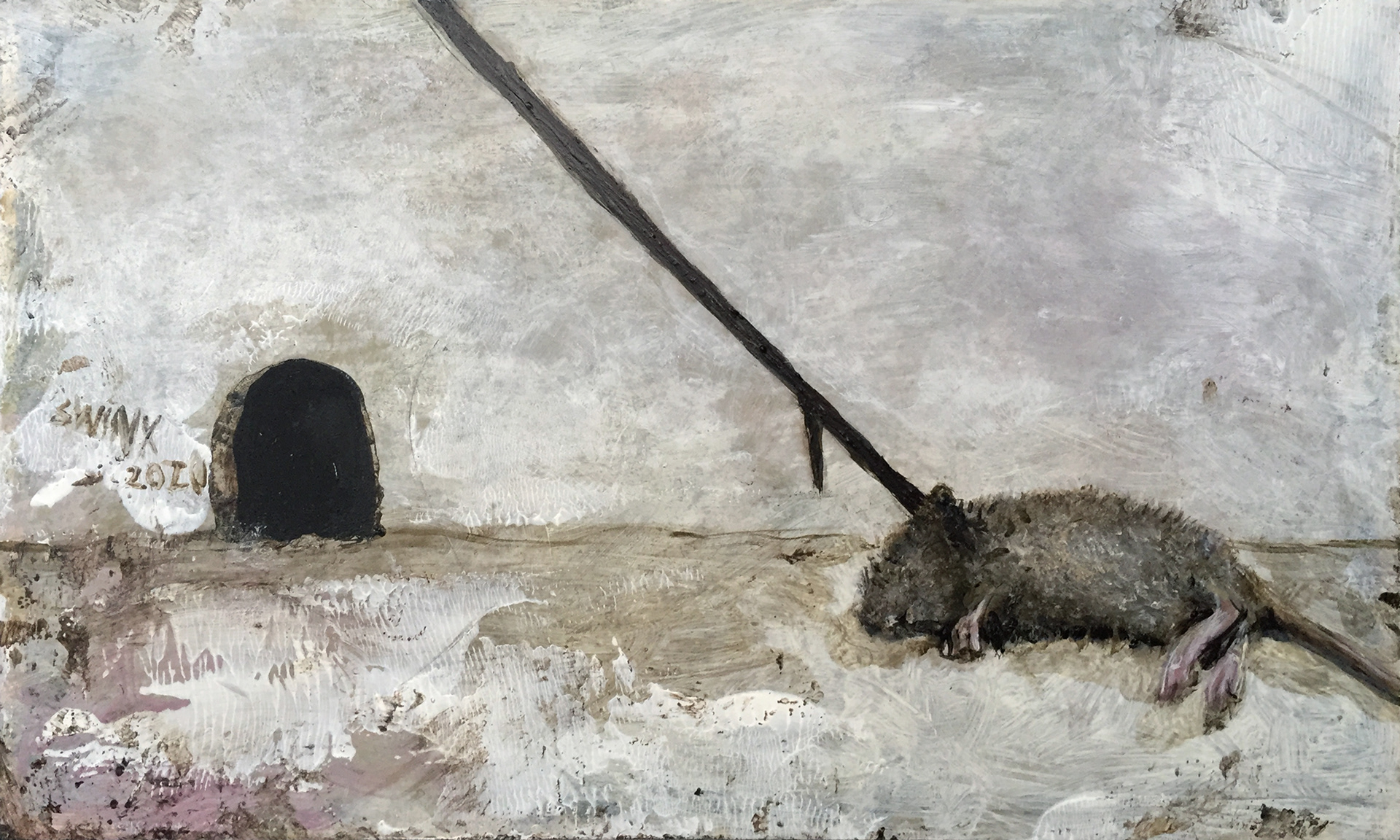 Ratte, 50 x 30, Acryl auf Holz