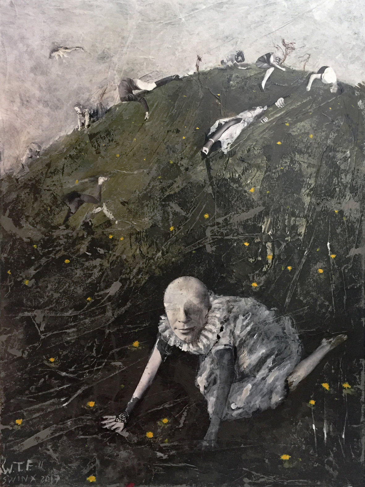 w.t.f. II, 60 x 80, Papier Acryl auf Leinwand                2400,–