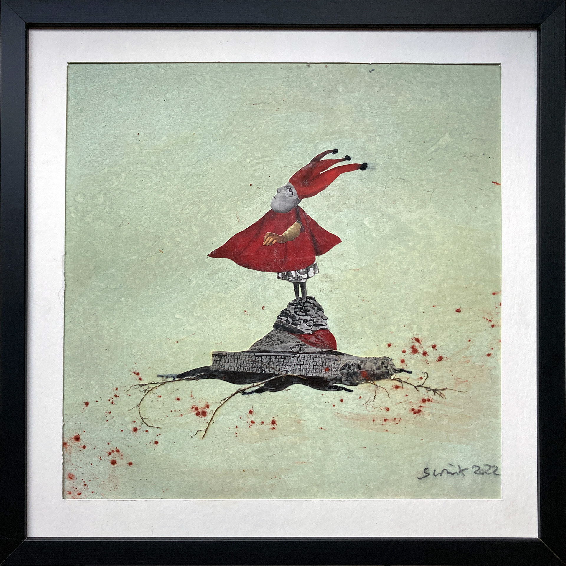 Balance02 (Solo), 30 x 30, Collage, Acrylfarbe, Pigmente Brennesselwurzel auf Pappe