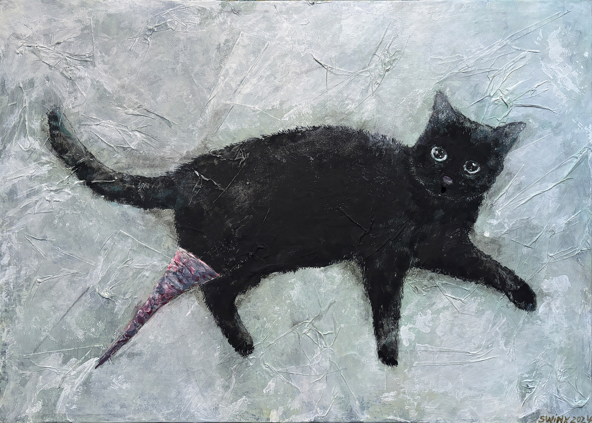 Murmel, 70 x 50 cm, Acrylfarbe auf mit Papier bezogener Leinwand , 2500,–