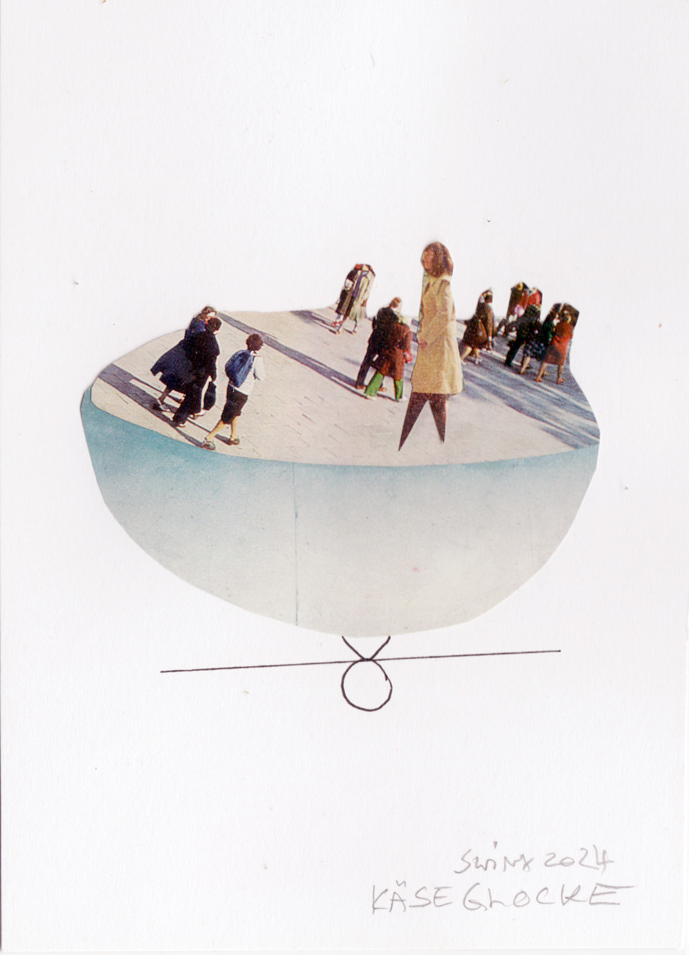 Käseglocke, 13 x 18 cm, Collage auf Papier, 60,–