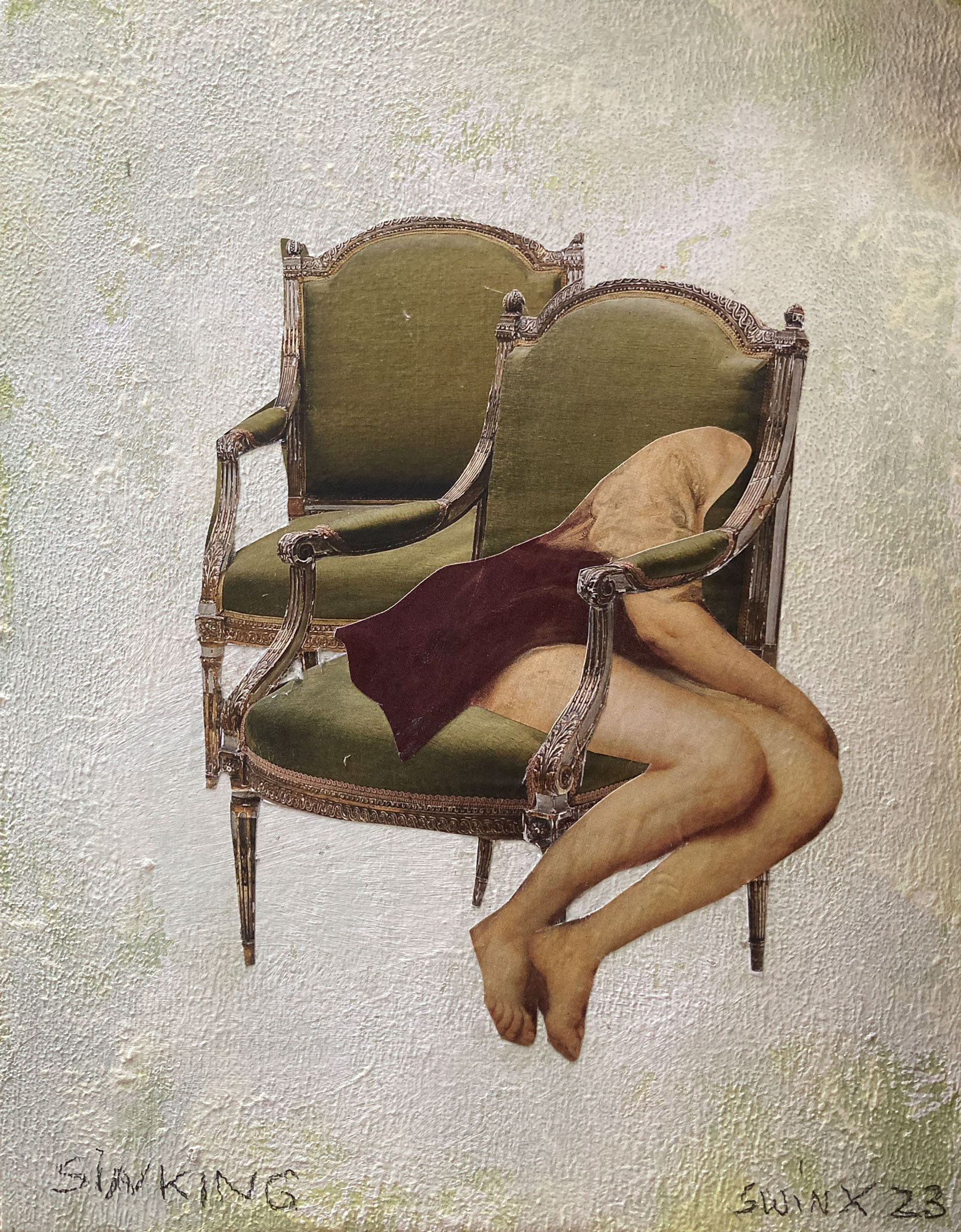 sinking, 19,5 x 25cm, Collage auf Holz