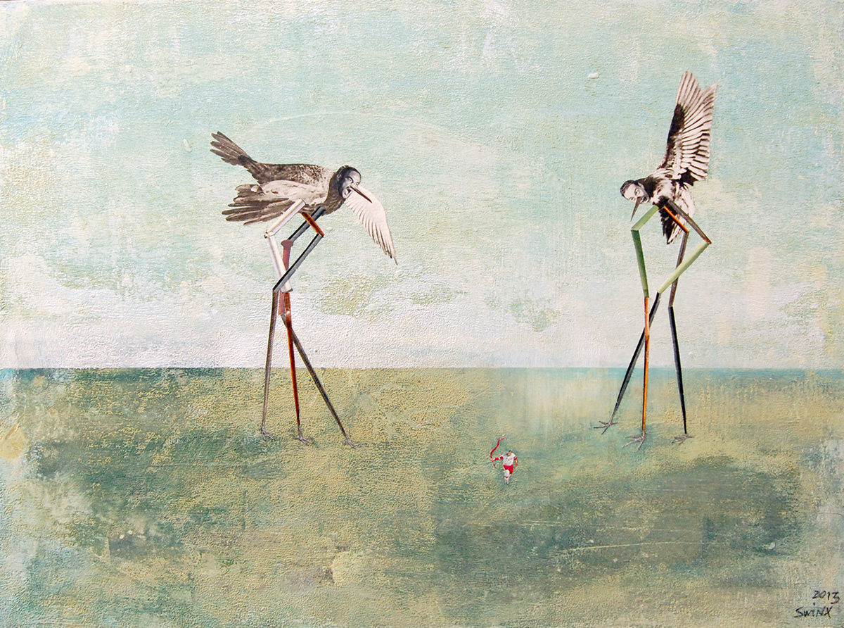 artist, 60 x 50, Acryl, Collage auf Holz, 900,–