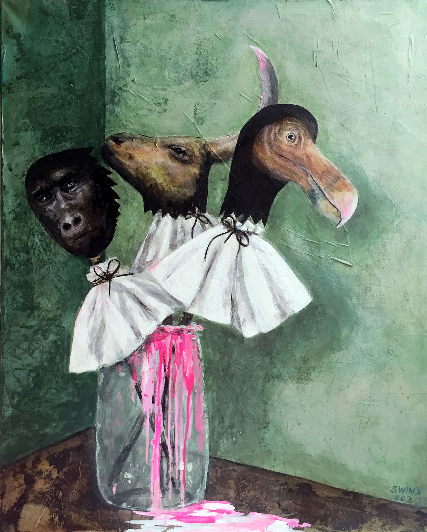 spectaculum, 65 x 81,  Acrylfarbe, Pigmente  auf mit Papier bezogener Leinwand, 2500,–