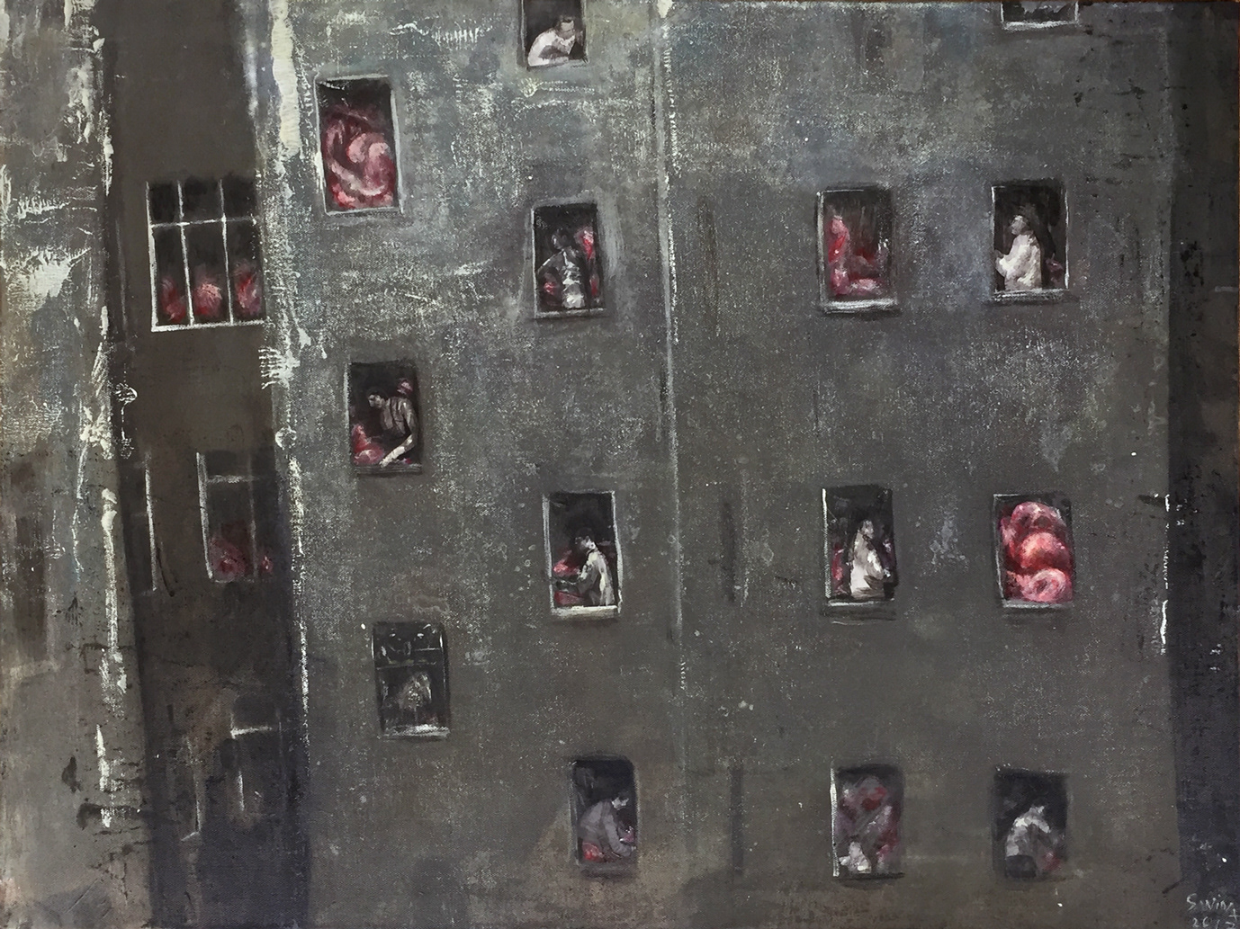 Gespenster, 80 x 60, Acryl, Papier auf Leinwand    1600,–