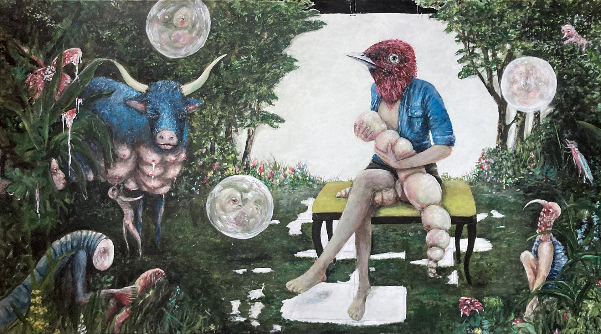 at_work, 180 x 100 cm, Acrylfarbe auf Leinwand, 5700,–