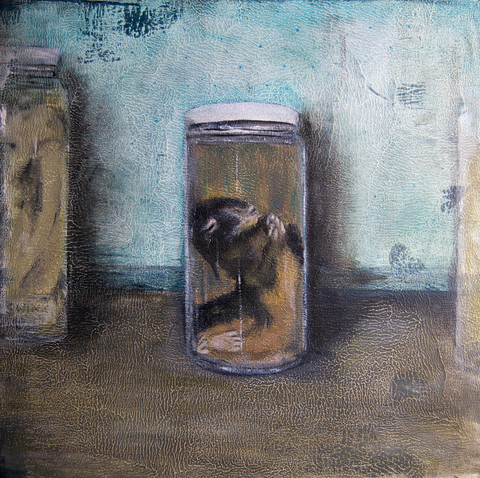 lepus europaeus, 25 x 25, Acrylfarbe auf Holz, 500,–