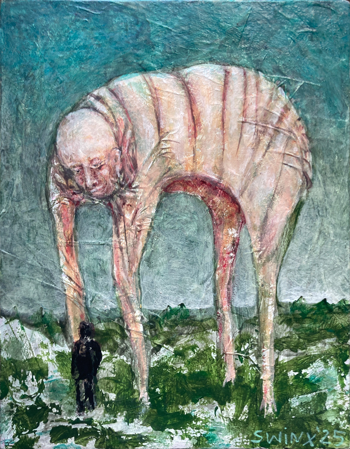 albenlandschaft01, 19,5 x 25cm, Acrylfarbe auf, mit Papier bezogenem, Holz, 490,–